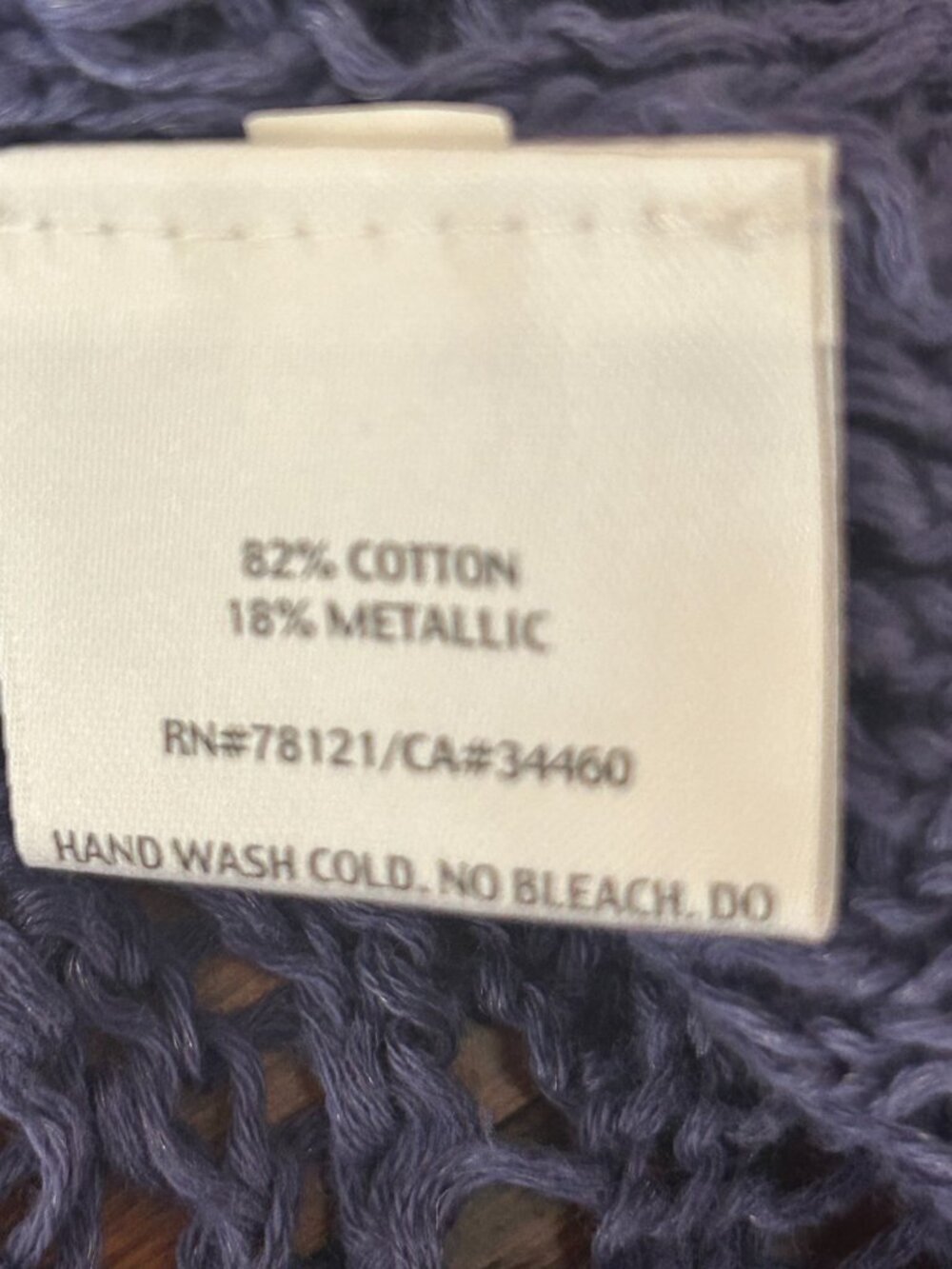 Eileen Fisher Blue Angel Cotton Metallic Stitch Crochet Sweater Top Size Small - Picture 9 of 13
